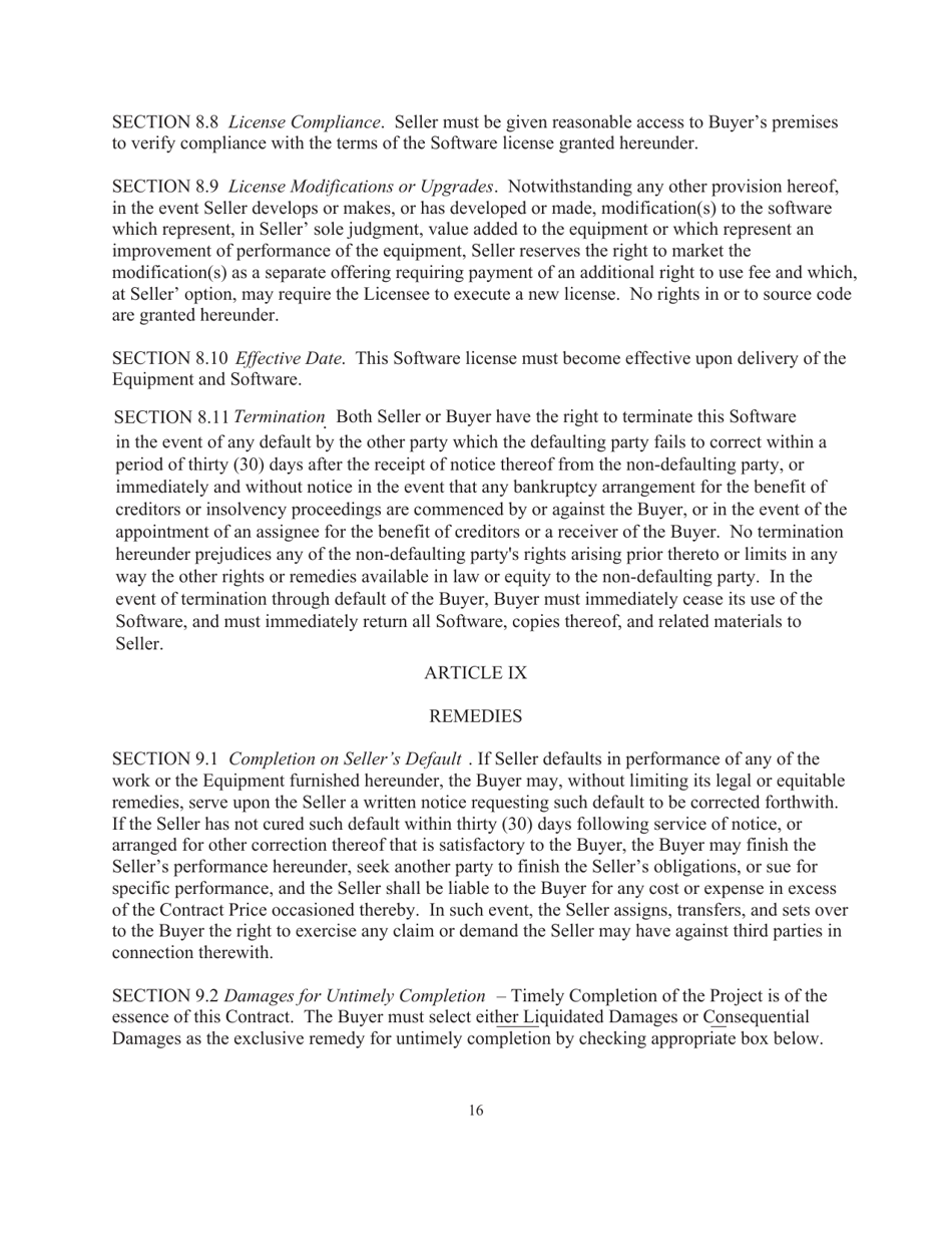 RUS Contract Form 395 Equipment Contract, Page 19