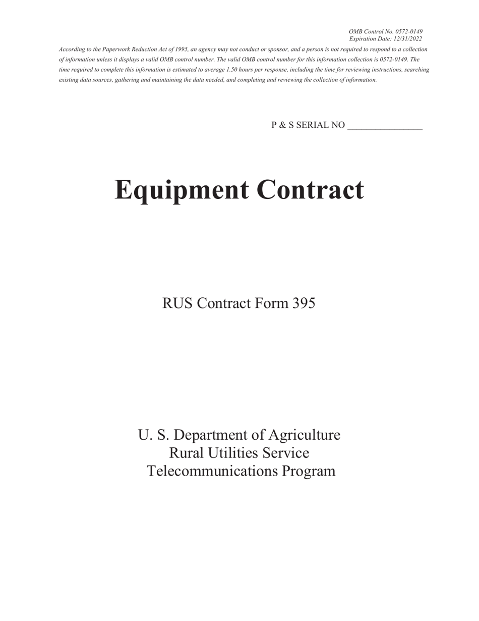 RUS Contract Form 395 Equipment Contract, Page 1