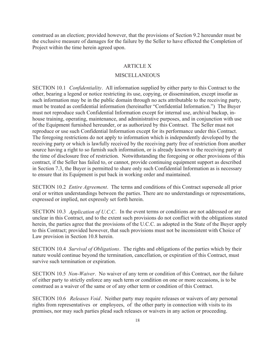 RUS Contract Form 395 Equipment Contract, Page 21