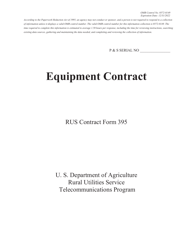 RUS Contract Form 395 &quot;Equipment Contract&quot;