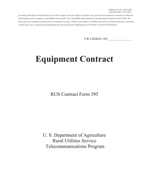 RUS Contract Form 395 Equipment Contract