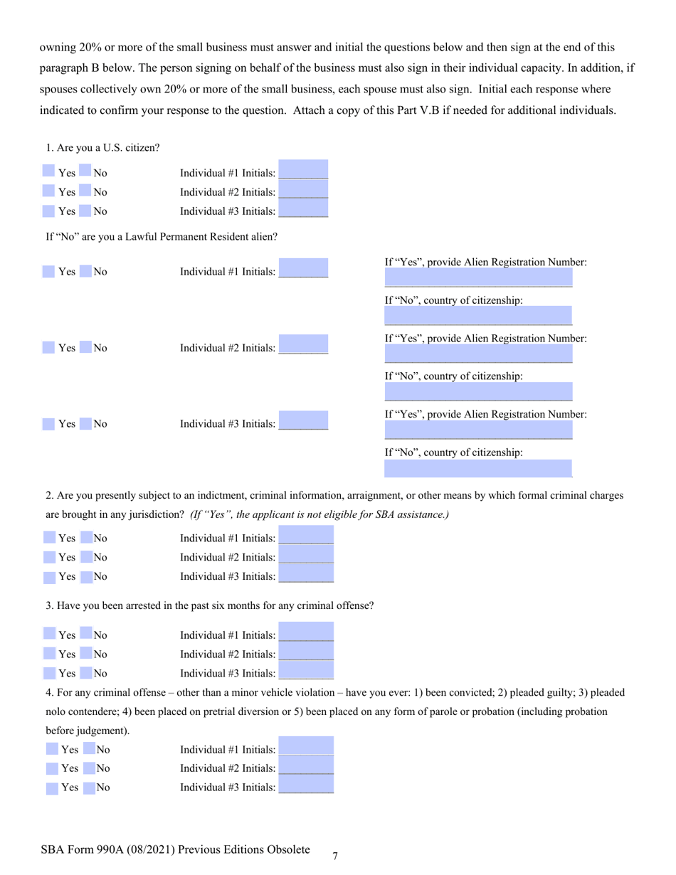 SBA Form 990A Quick Bond Guarantee Application and Agreement, Page 7