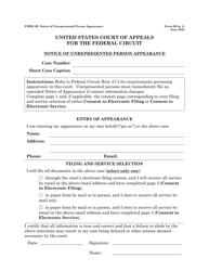 Form 8B &quot;Notice of Unrepresented Person Appearance&quot;