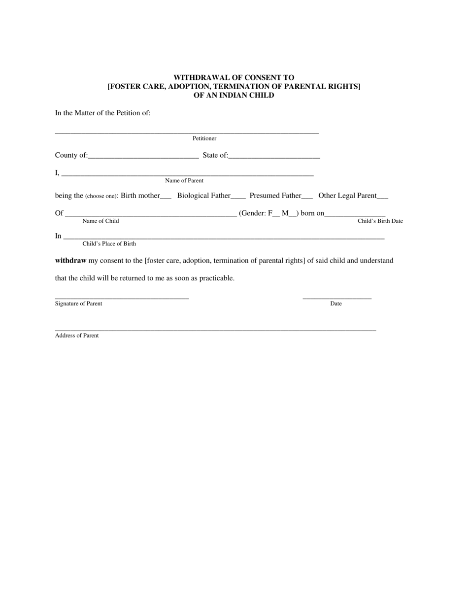 Parental Rights Termination Form.pdf Withdrawal of Consent to Foster Care, Adoption, Termination of Parental ...