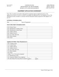 Document preview: Form 3170-019 Equipment Application Coversheet