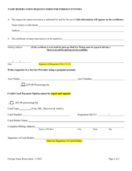 Name Reservation Request Form for Foreign Entities - Alabama, Page 2