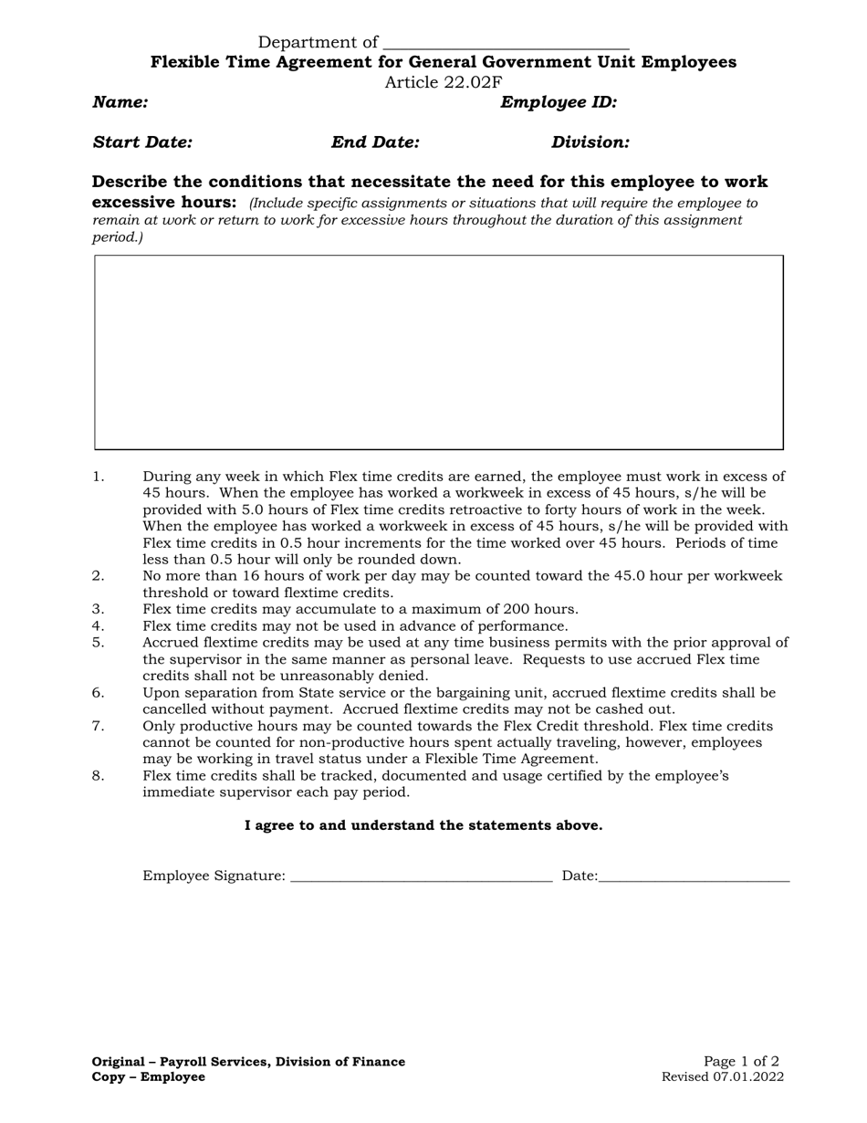 Flexible Time Agreement for General Government Unit Employees - Alaska, Page 1
