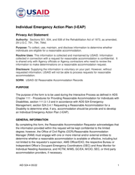 Form AID524-4 &quot;Individual Emergency Action Plan (I-Eap)&quot;