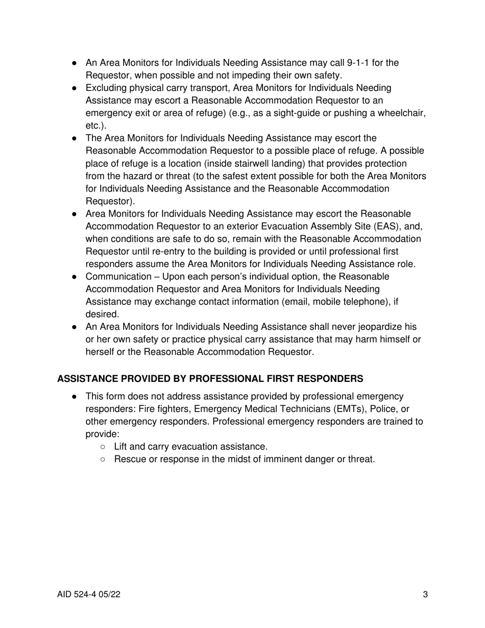 Form AID524-4 Individual Emergency Action Plan (I-Eap), Page 3