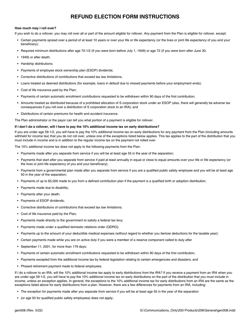 Form GEN008 Refund Election (Pers Tier I / II / Iii, Trs Tier I / II, Jrs) - Alaska, Page 4