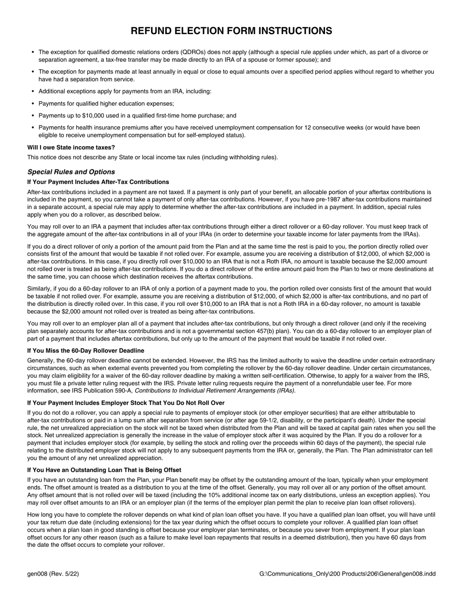 Form GEN008 Refund Election (Pers Tier I / II / Iii, Trs Tier I / II, Jrs) - Alaska, Page 5