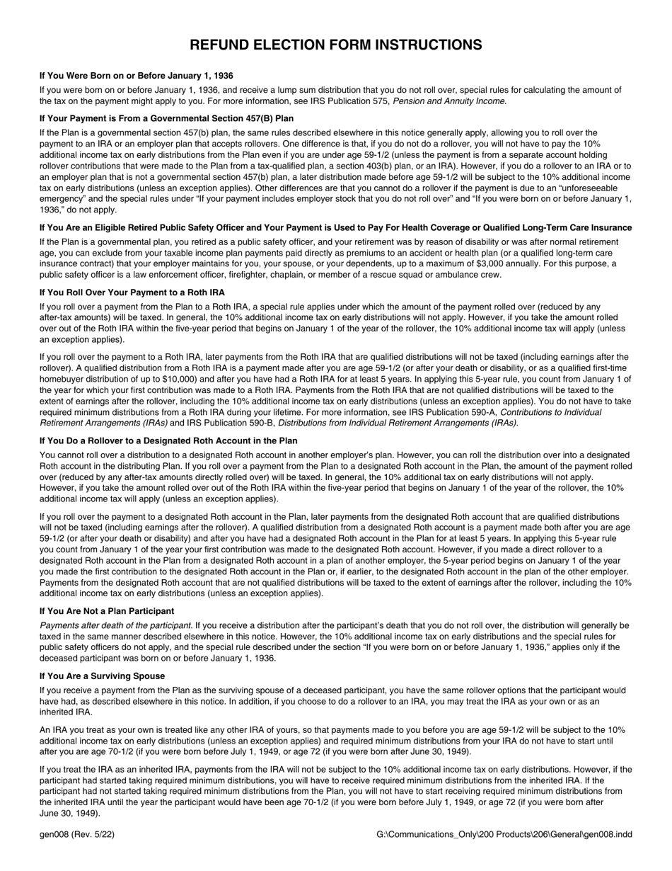 Form GEN008 Refund Election (Pers Tier I / II / Iii, Trs Tier I / II, Jrs) - Alaska, Page 6