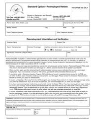 Document preview: Form TRS009 Standard Option - Reemployed Retiree - Alaska
