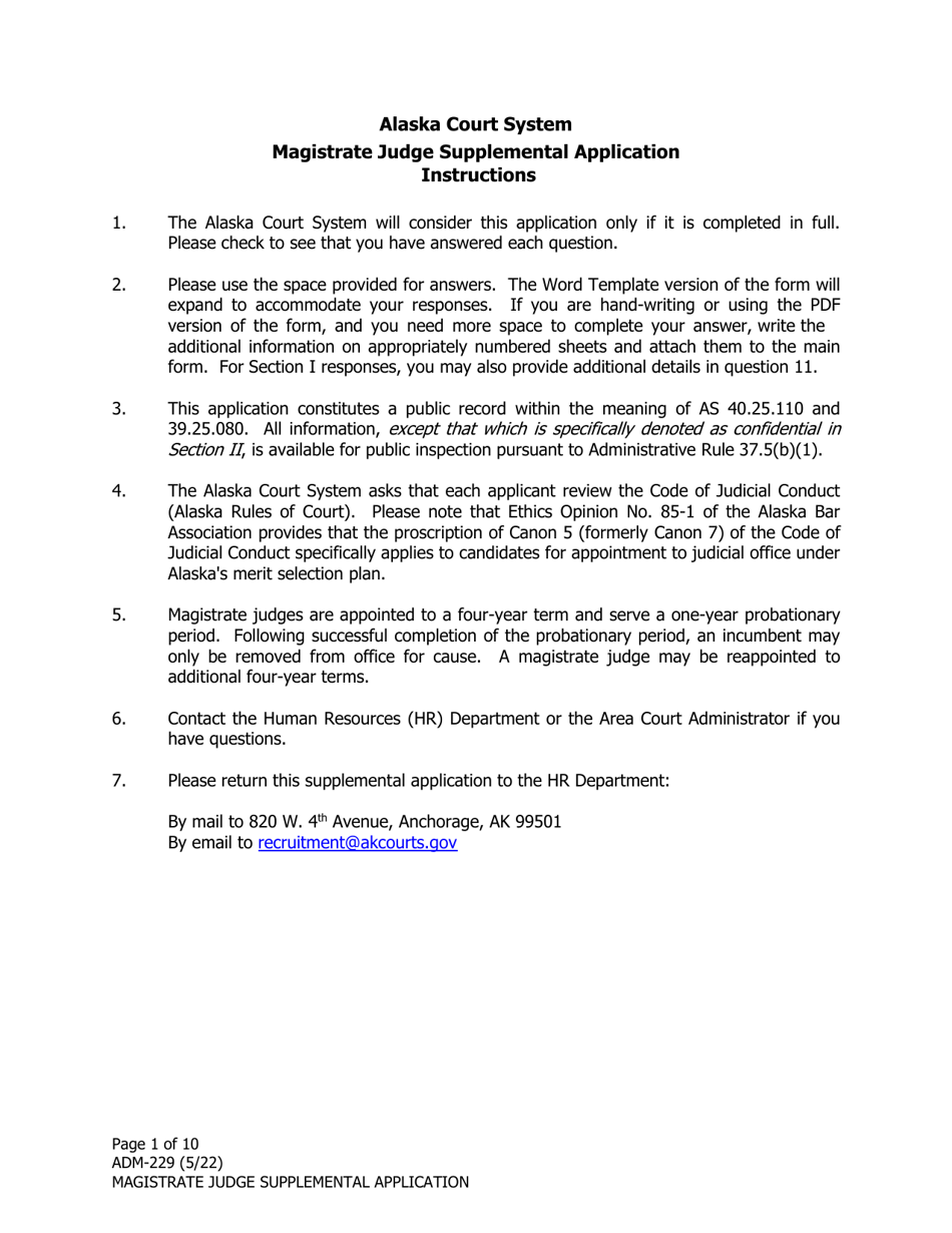 Form ADM229 Download Fillable PDF or Fill Online Magistrate Judge