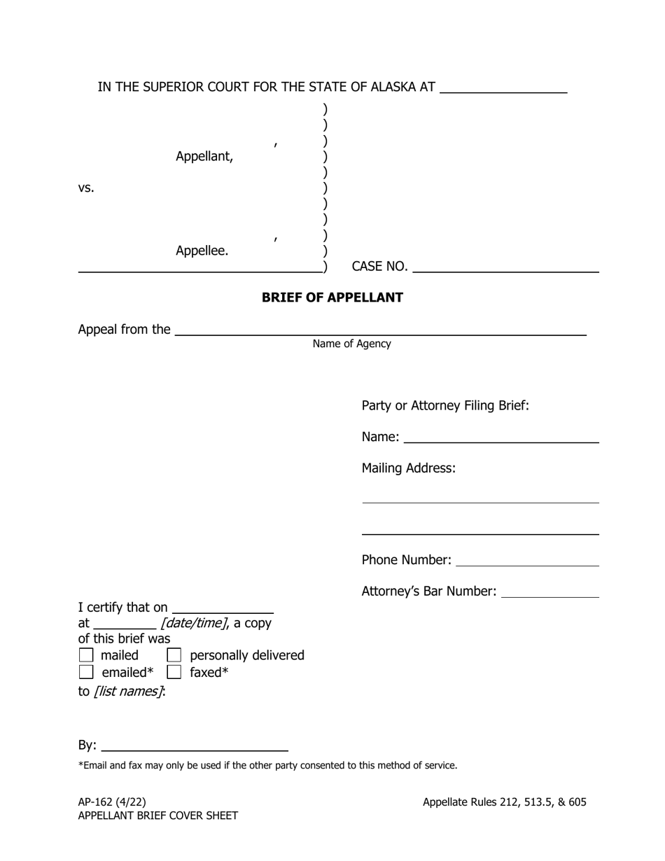 Form AP-162 Brief of Appellant - Alaska, Page 1