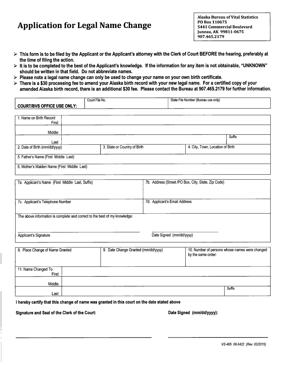 Form CIV-692 Childs Change of Name Packet - Alaska, Page 5