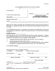 Document preview: Form DL-135 Disposition Order - Institutional Commitment - Alaska