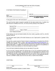 Document preview: Form PG-624 Notice of Guardianship Hearing to Absent Parent - Alaska