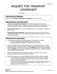 Document preview: Form MC-306 Request for Transport and Service and Return of Service - Alaska
