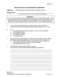 Document preview: Form MC-600 Application for 48-hour Emergency Commitment - Alaska