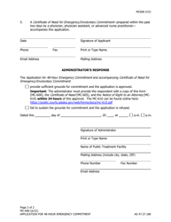 Form MC-600 Application for 48-hour Emergency Commitment - Alaska, Page 2