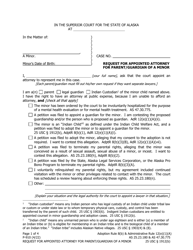Document preview: Form P-910 Request for Appointed Attorney for Parent/Guardian of a Minor - Alaska