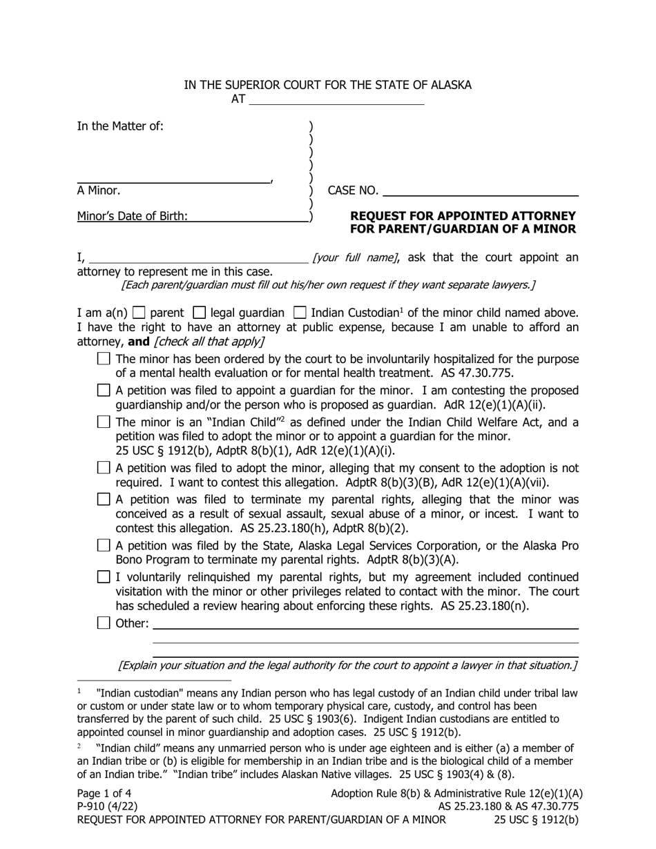 Form P 910 Fill Out Sign Online And Download Fillable Pdf Alaska