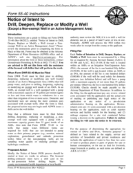 Document preview: Instructions for Form DWR55-40 Notice of Intent to Drill, Deepen, Replace or Modify a Well (Except a Non-exempt Well in an Active Management Area) - Arizona