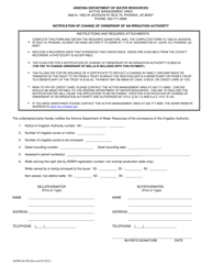 Document preview: Form ADWR60-500 Notification of Change of Ownership of an Irrigation Authority - Arizona