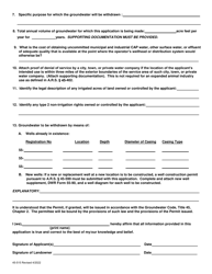 Form 45-515 Application for Permit to Withdraw Groundwater for General Industrial Use Within an Active Management Area (A.r.s. 45-515) - Arizona, Page 2