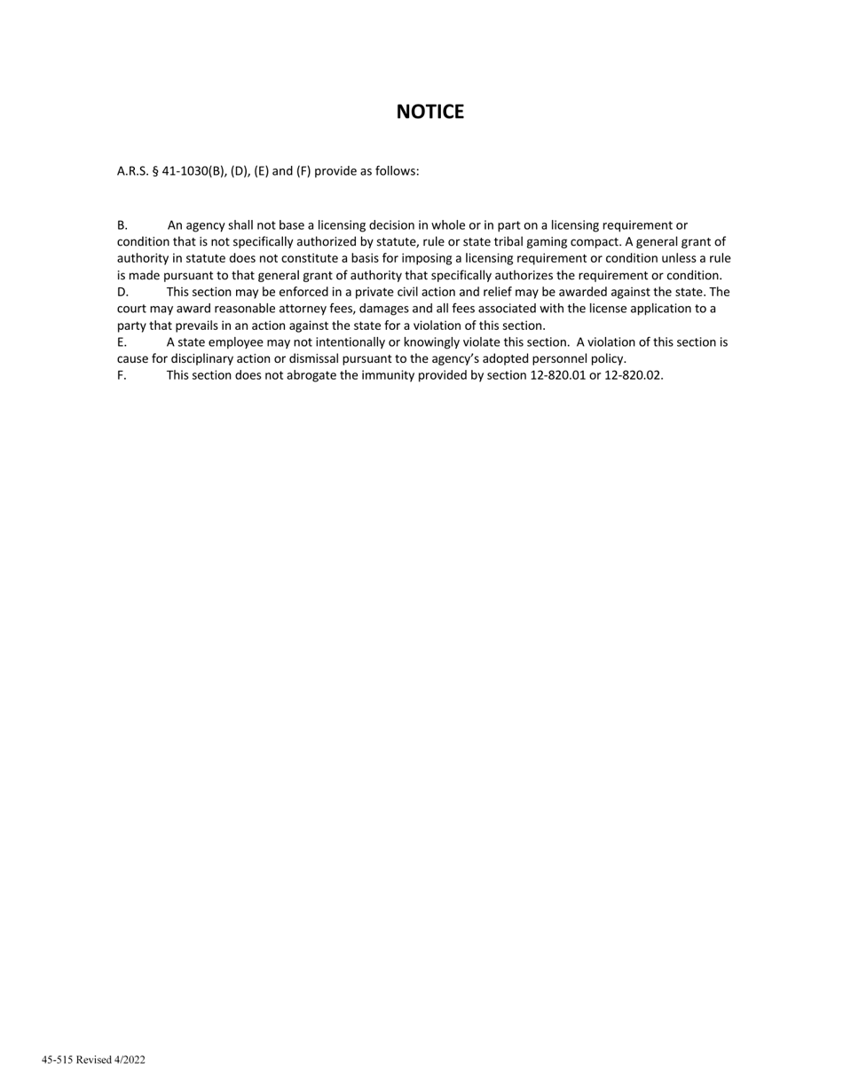 Form 45-515 Application for Permit to Withdraw Groundwater for General Industrial Use Within an Active Management Area (A.r.s. 45-515) - Arizona, Page 3