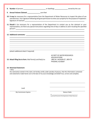 Statement of Claimant Form for Domestic Use - Lower Gila River Watershed - Arizona, Page 2