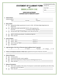 Document preview: Statement of Claimant Form for Irrigation Use - Verde River Watershed - Arizona