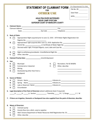 Document preview: Statement of Claimant Form for Other Use - Aqua Fria River Watershed - Arizona