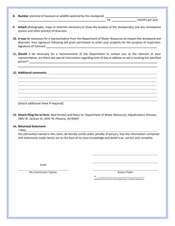 Statement of Claimant Form for Stockpond Use - Agua Fria River Watershed - Arizona, Page 2