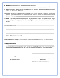 Statement of Claimant Form for Stockpond Use - Verde River Watershed - Arizona, Page 2