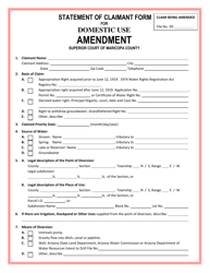 Document preview: Statement of Claimant Form for Domestic Use - Amendment - Arizona