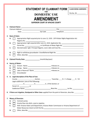 Document preview: Statement of Claimant Form for Domestic Use - Amendment - Little Colorado River - Arizona