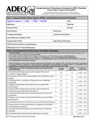 Comprehensive Performance Evaluation (Cpe) Checklist - Surface Water Treatment Rule (Swtr) - Arizona