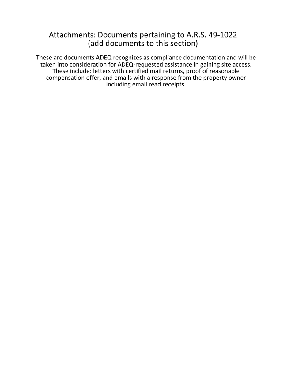 Underground Storage Tank (Ust) a.r.s. 49-1022 and off-Site Access Documentation Form - Arizona, Page 4