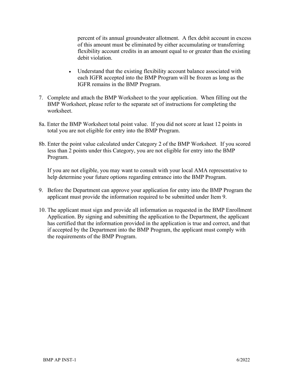 Form BMP AP-1 Phoenix, Pinal and Santa Cruz Amas - Application to Enroll in the Fourth Management Plan Agricultural Best Management Practices (Bmp) Program - Arizona, Page 2