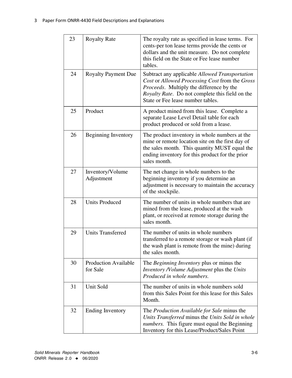 Form ONRR-4430 Solid Minerals Reporter Handbook, Page 6