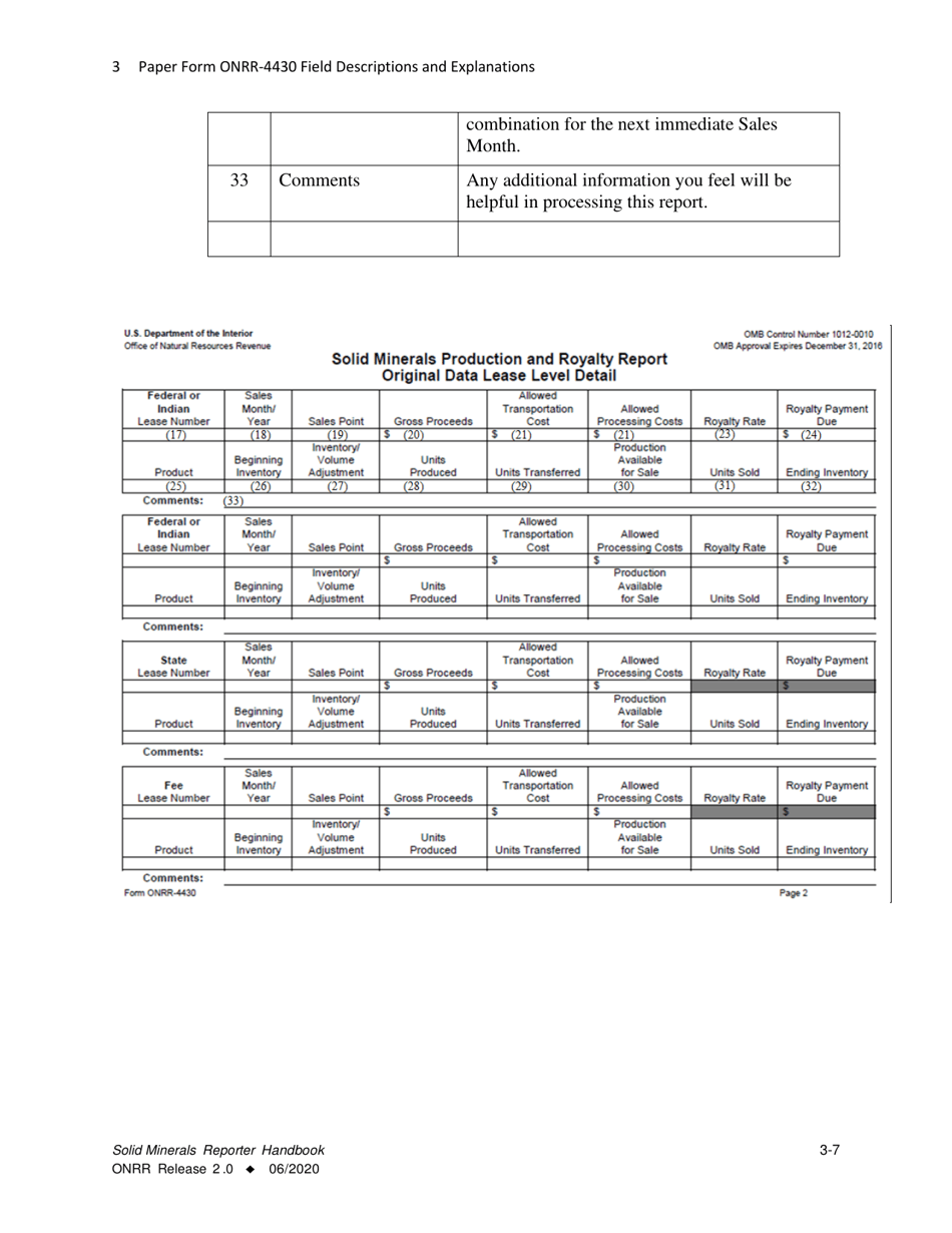 Form ONRR-4430 Solid Minerals Reporter Handbook, Page 7