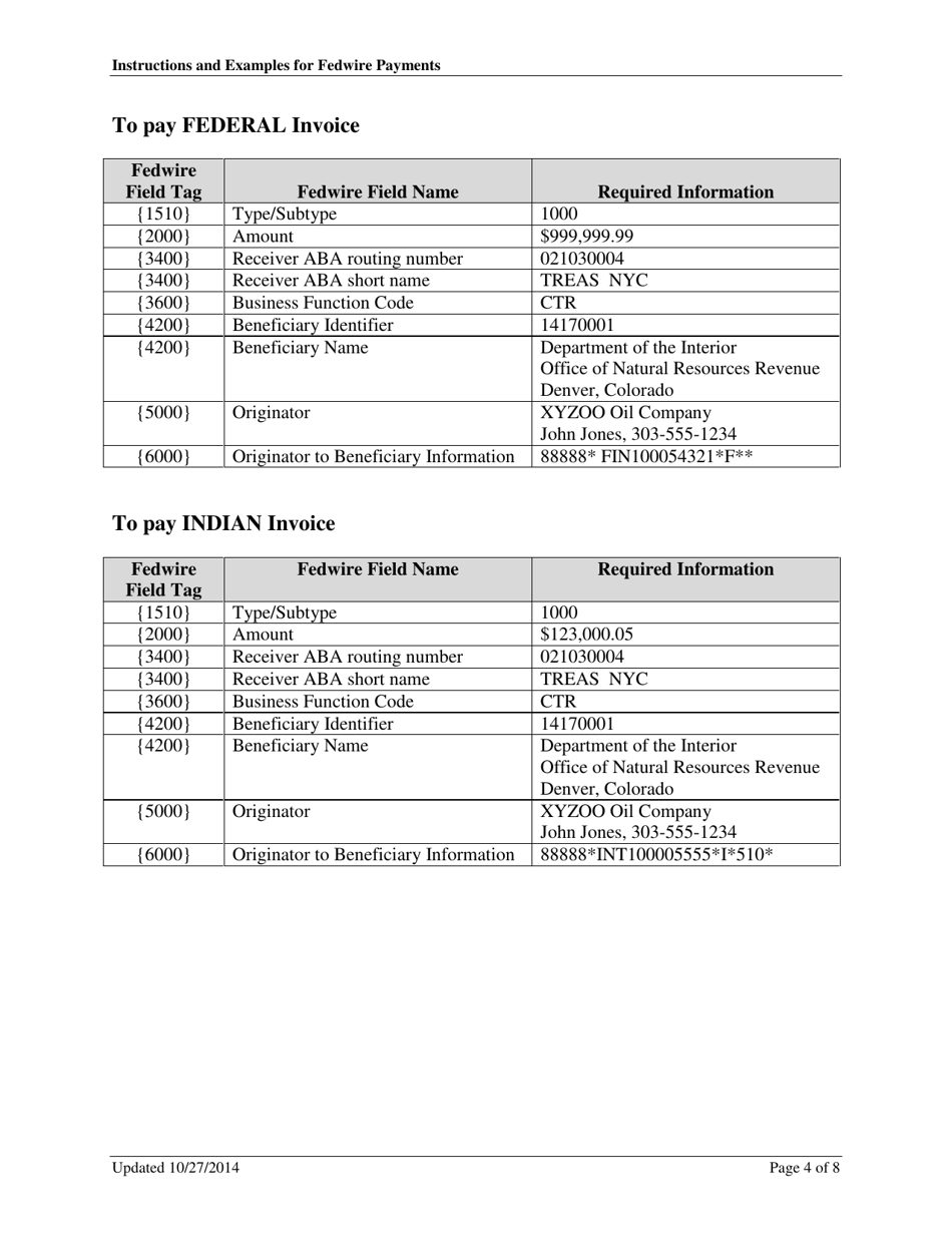 Instructions and Examples for Fedwire Payments, Page 4