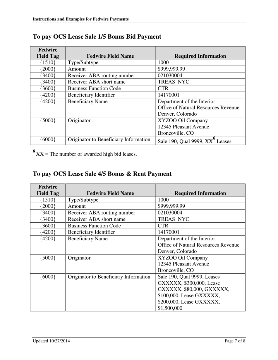 Instructions and Examples for Fedwire Payments, Page 7