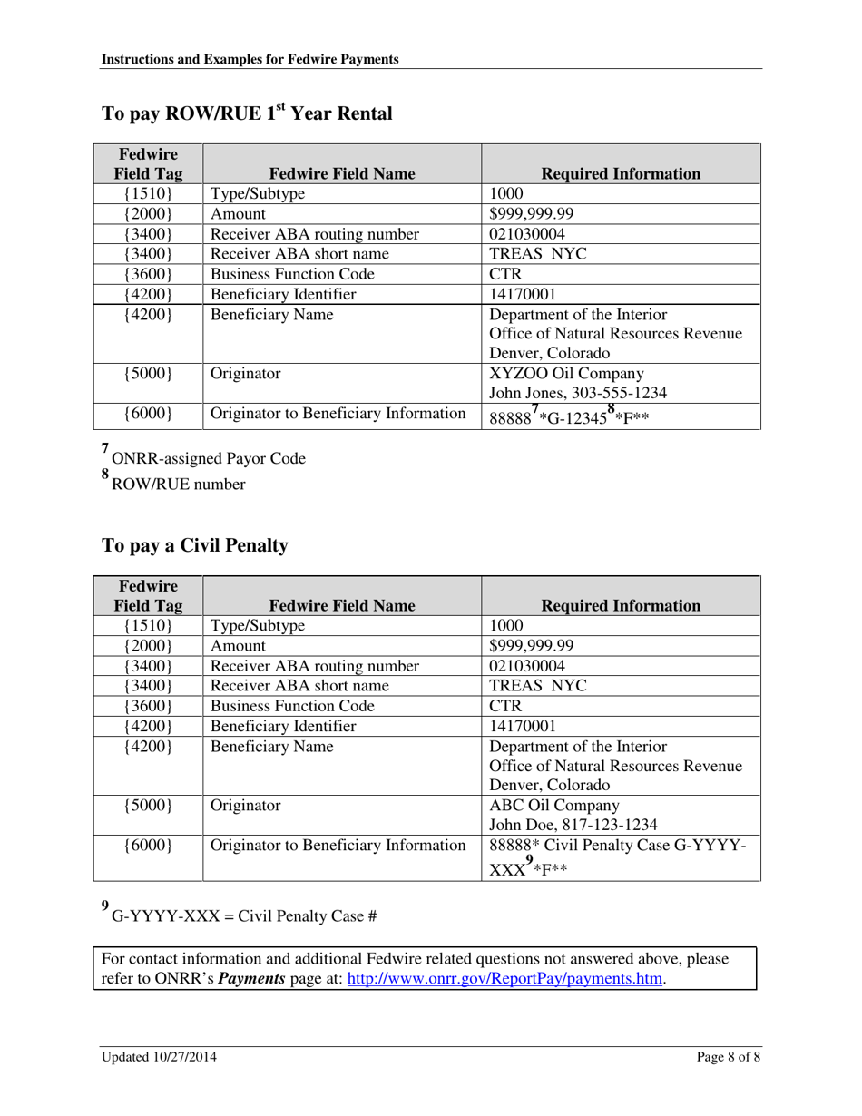 Instructions and Examples for Fedwire Payments, Page 8