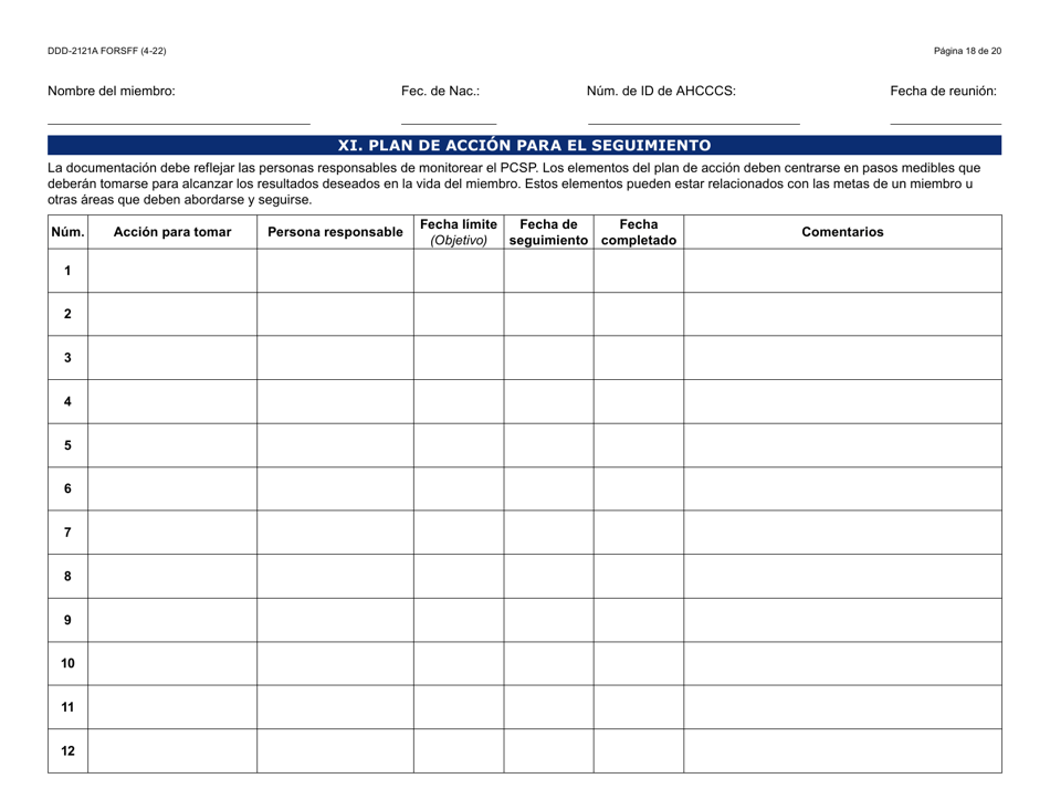 Formulario DDD-2121A-S Suplemento De Plan De Servicio Centrado En La Persona (Pcsp) Para El Plan Individualizado De Servicio Familiar (Ifsp) - Arizona (Spanish), Page 18