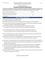 Document preview: Form WIO-1040A Training Provider Assurances - Arizona
