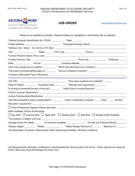 Form ESA-1303A Job Order - Arizona