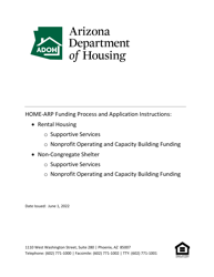 &quot;Home-Arp Funding Process and Application Instructions&quot; - Arizona